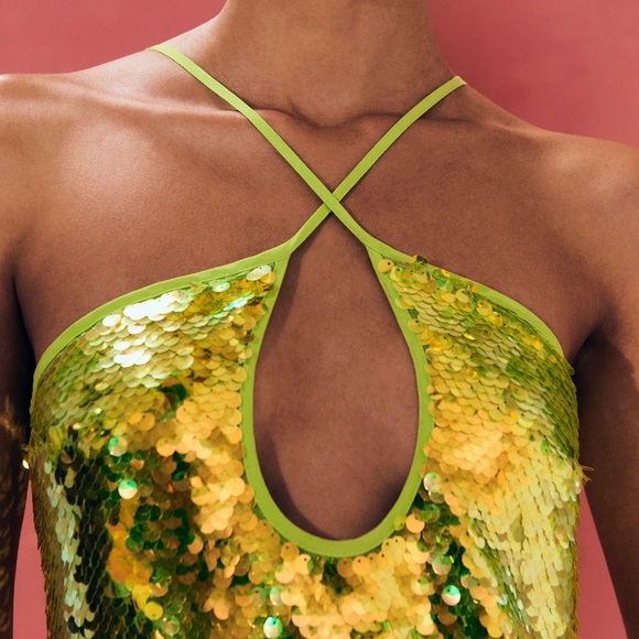 GANNI yellow/green sequin maxi dress - Picture 4 of 4